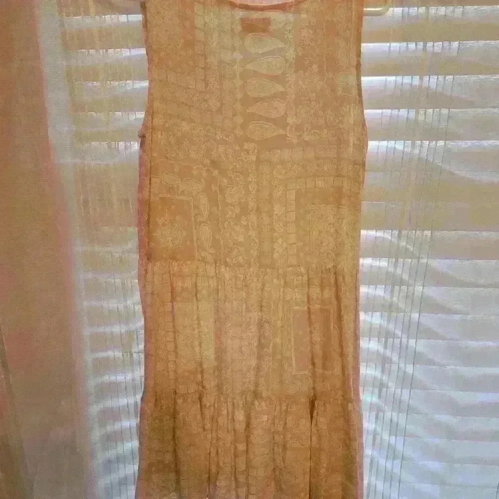 EUC women's sundress,  beige & white, sz L, by True Craft, $12